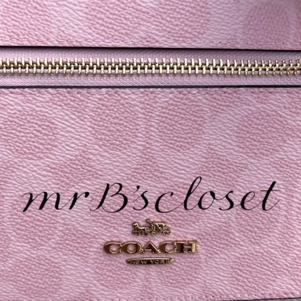 Coach Powder Pink Cosmetic Case In Signature Canvas Powder Pink